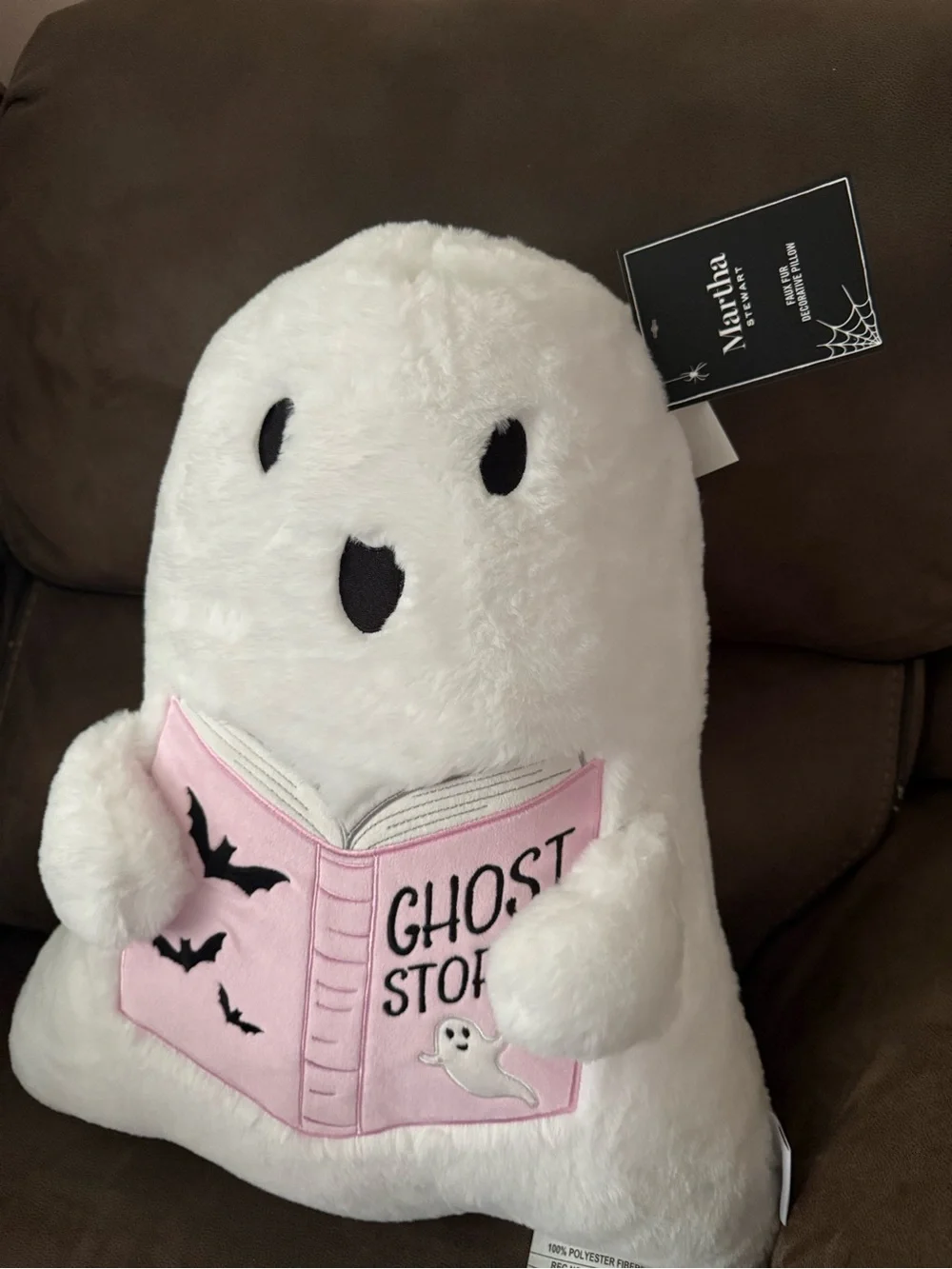 Martha Stewart Halloween Ghost Reading Pink Ghost Stories Plush Pillow 20